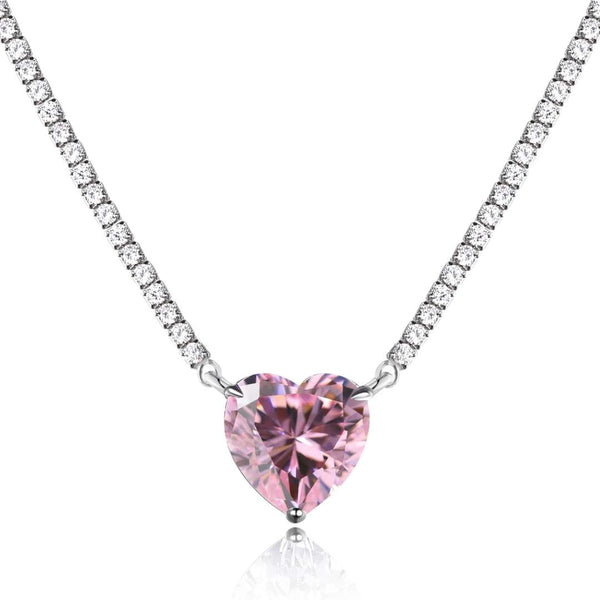 <MAGIC>8.0 Carat Versatile Colorful Sweet Heart-Shaped Tennis Necklace