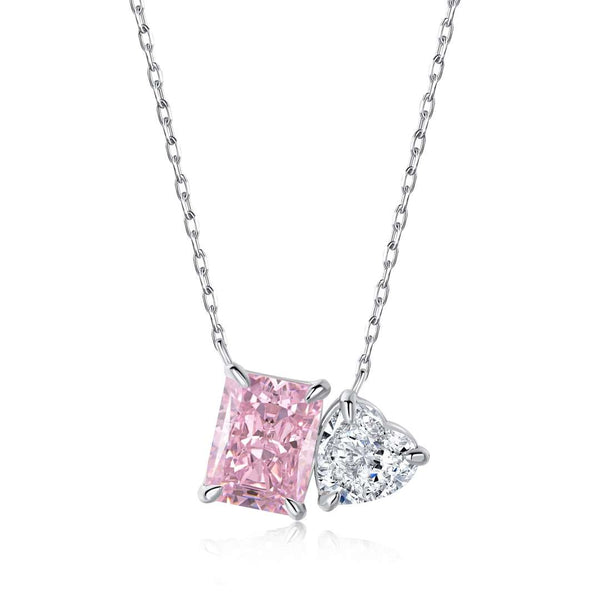 <MAGIC>Dazzling Square & Heart Shape Necklace