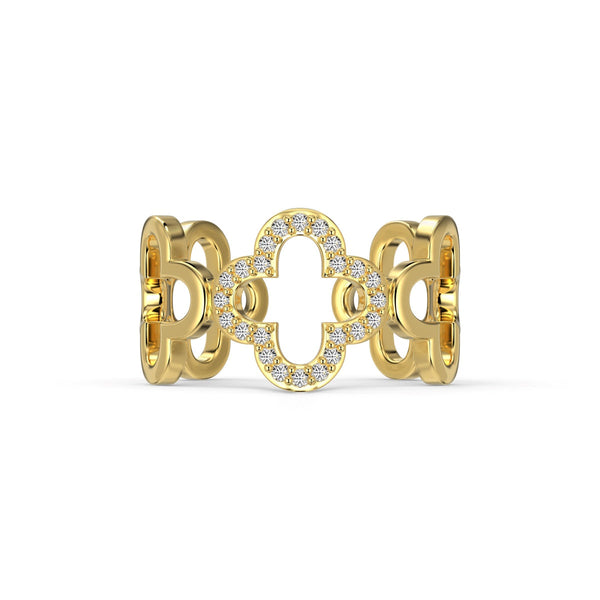 <MAGIC>Hollow Design Four-Leaf Clover Flower Shape Ring